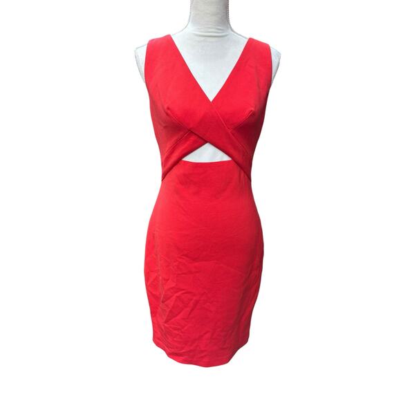 Robert Rodriquez Orange Red Tech Suiting Cutout Sleeveless Dress - 4 - Picture 3 of 9